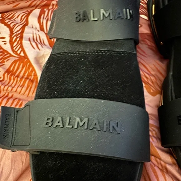 Balmain Black and Gold Sandals with Chunky Sole